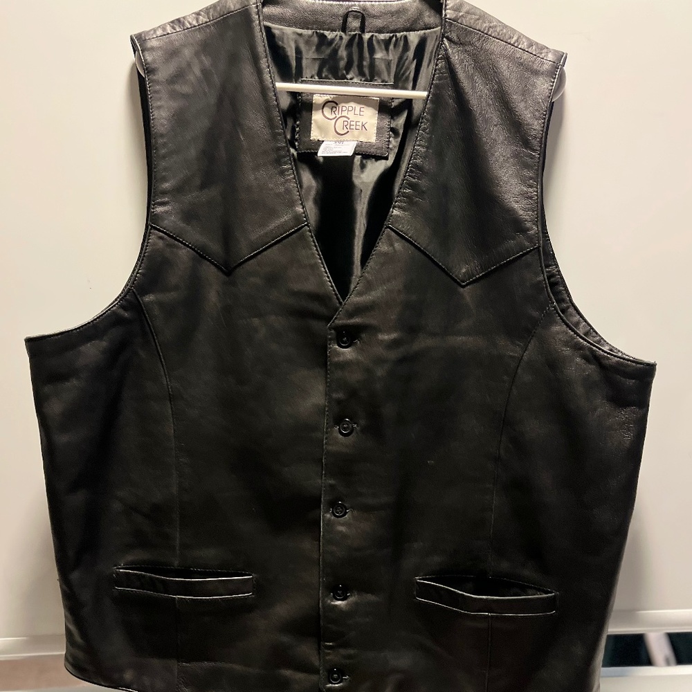 Crippple Creek Vintage 3XL leather vest dark brown